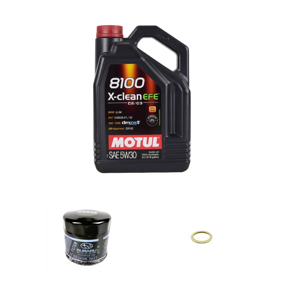 Motul 8100 5W30 X-Clean Efe Oil Change Kit - 02-14 Wrx, 04-21 Sti, 04-13 Fxt, 05-09 Lgt/Obxt 1