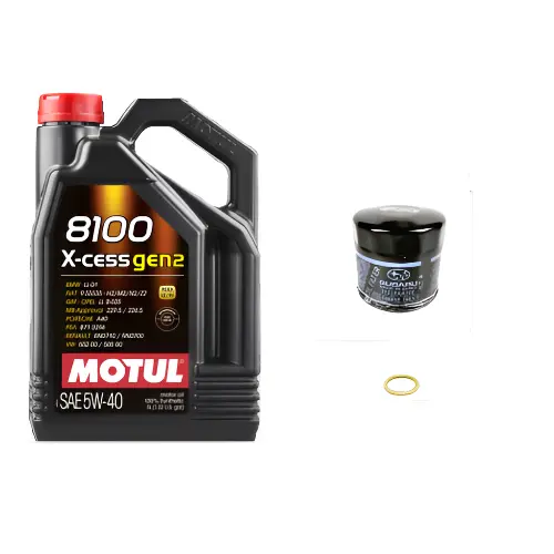 Motul 8100 5W40 X-Cess Gen2 Oil Change Kit - 02-14 Wrx, 04-21 Sti, 04-13 Fxt, 05-12 Lgt, 05-09 Obxt 1