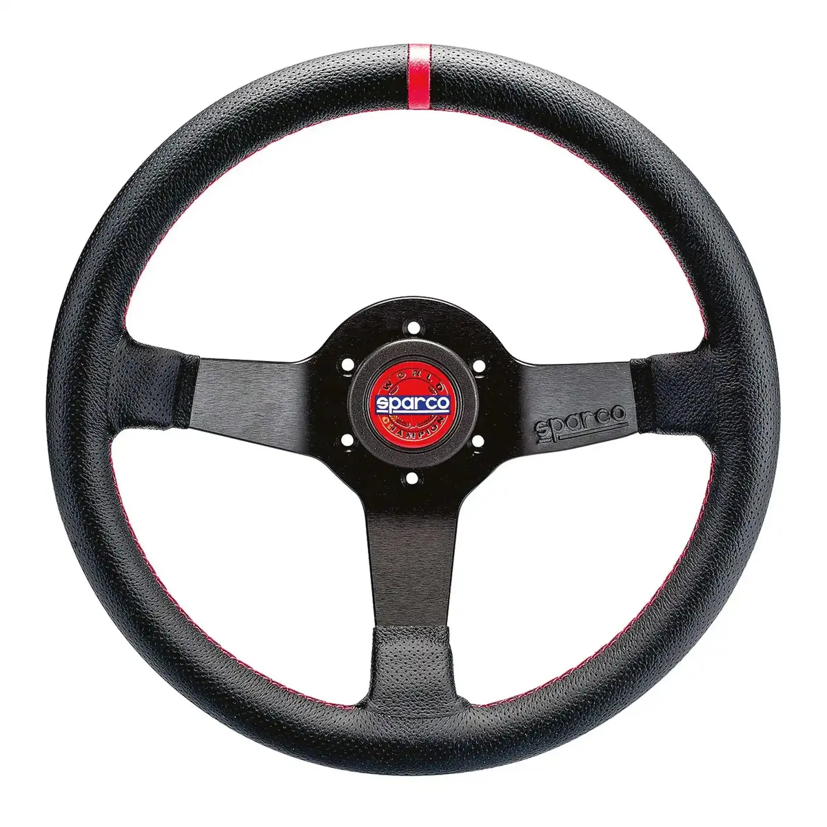 Sparco Steering Wheel R330 Champion Black Leather / Red Stiching 1