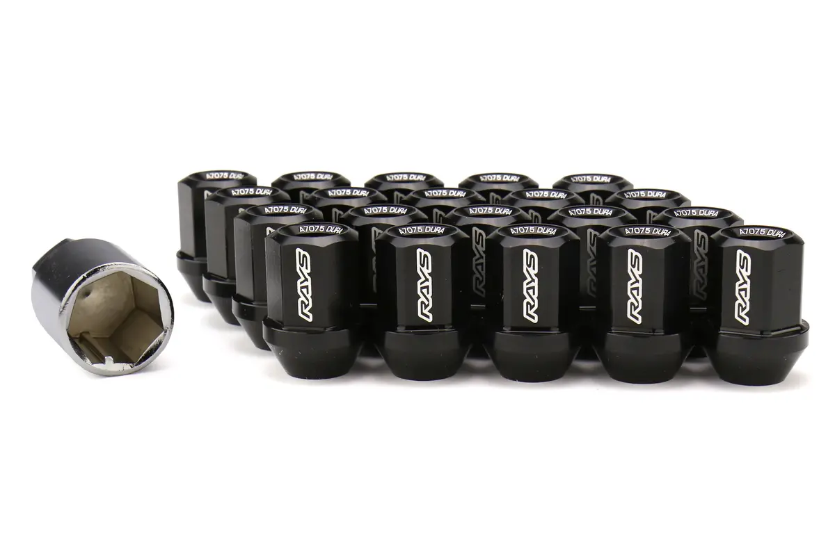 Rays Dura-Nut L32 Straight Type 12X1.25 Lug Nut Set 16 Lug 4 Lock Set - Black 1