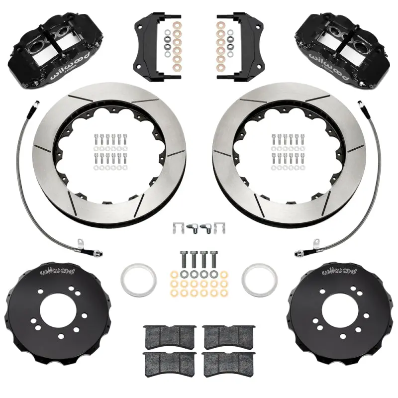 Wilwood 99-02 Nissan Skyline Superlite 6R Front Bbk W/ 12.88In Slotted Rotors & Flexlines - Black 1