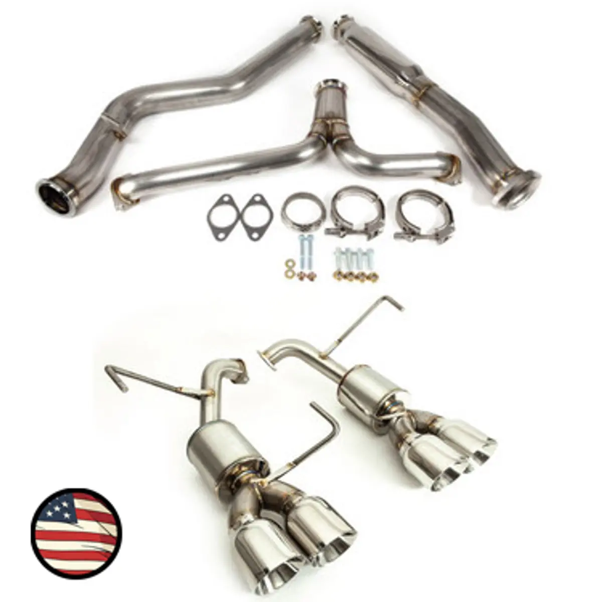 Nameless Catback Exhaust - 5" Muffler - 4" Double Wall Tips - 2015-2021 Wrx, 2015-2018 Sti 1