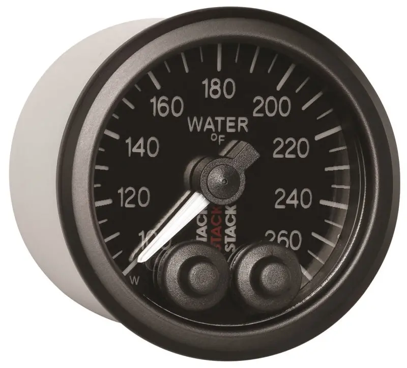 Autometer Stack Pro Control 52Mm 100-260 Deg F Water Temp Gauge - Black (1/8In Nptf Male) 1
