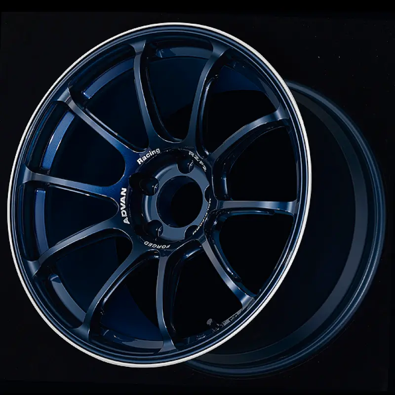 Advan Rz-F2 18X10.5 +15 5X114.3 Racing Titanium Blue And Ring Wheel 1