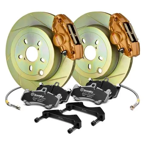 Brembo Oe Gold Calipers Slotted Rotor Rear Brake Kit - 15-21 Wrx 1