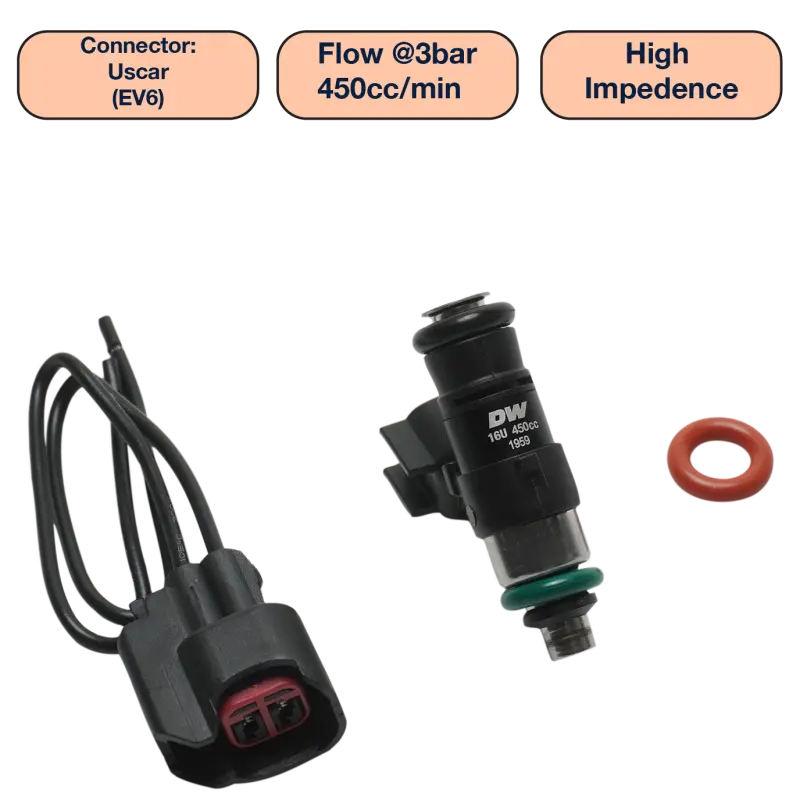 Deatschwerks Universal 450Cc Single Fuel Injector / 34Mm Length / 14Mm O-Ring Seals 1