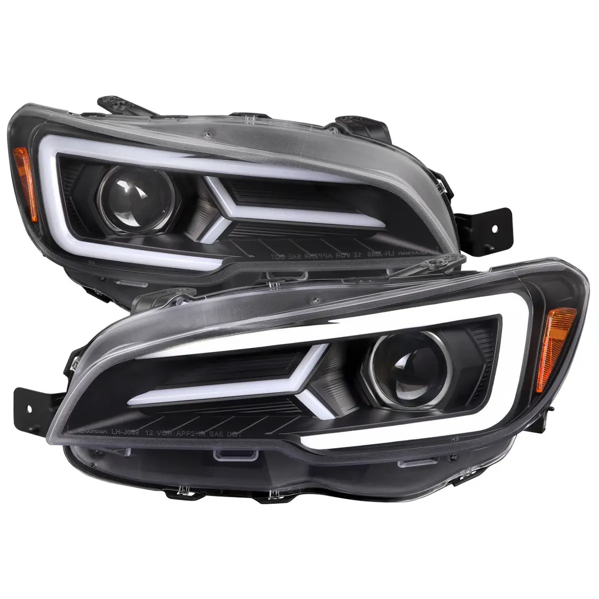 Spec-D V2 Led Bar Style Projector Headlights W/ Matte Black Base And Clear Lens - 15-21 Wrx/Sti W/ Halogen Headlight 1