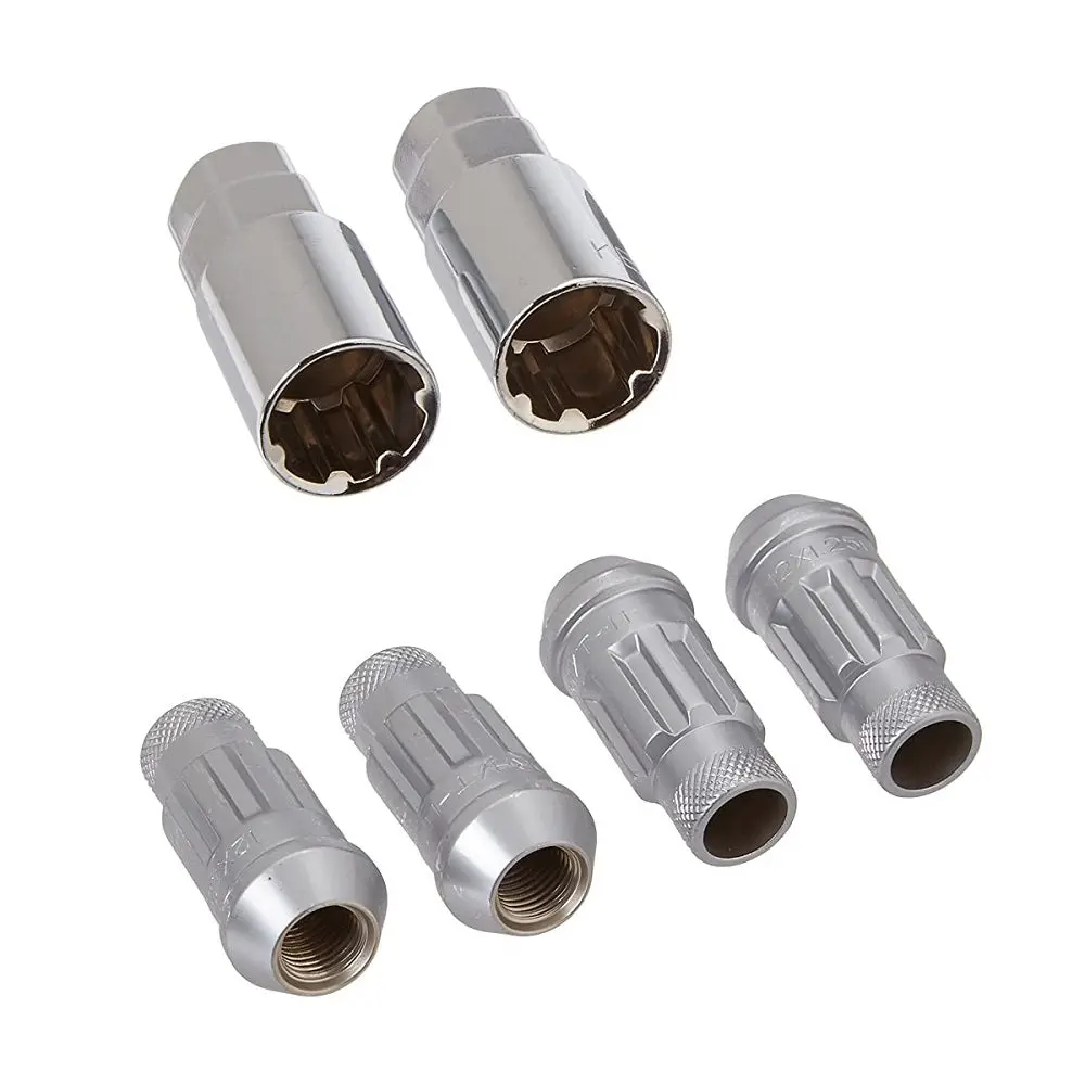 Wheel Mate 12X1.25 48Mm Muteki Sr48 Silver Open End Locking Lug Nut - Set Of 4 1