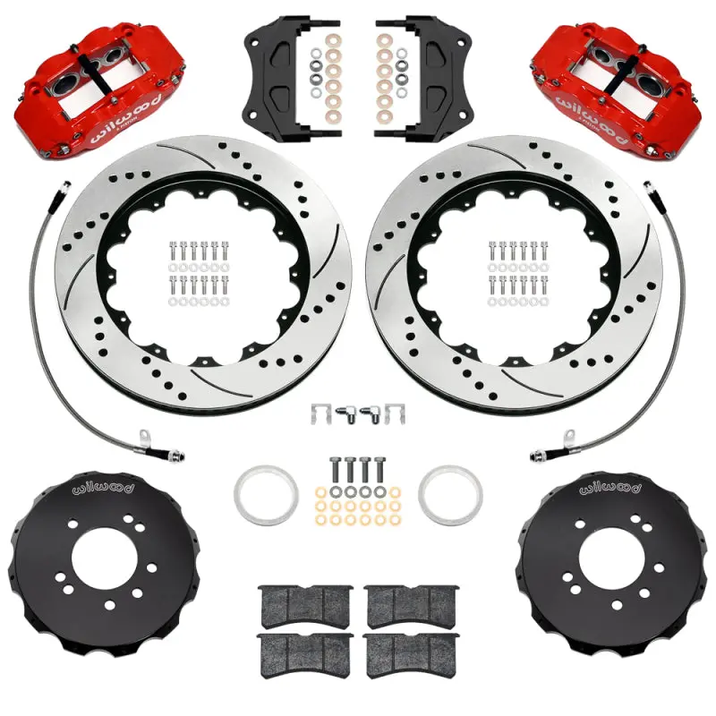 Wilwood 99-02 Nissan Skyline Superlite 6R Front Bbk W/ 14.00In D/S Rotors & Flexlines - Red 1