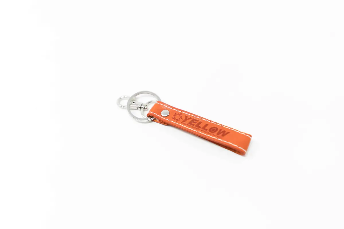 Yellow Speed Racing Leather Keychain 1