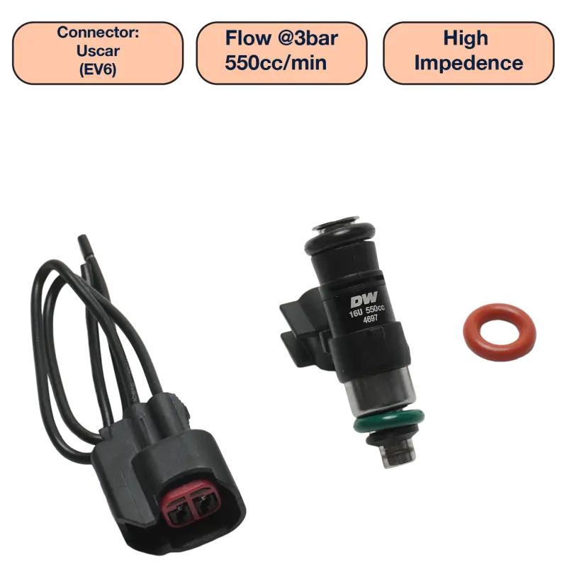 Deatschwerks Universal 550Cc Single Fuel Injector / 34Mm Length / 14Mm O-Ring Seals 1