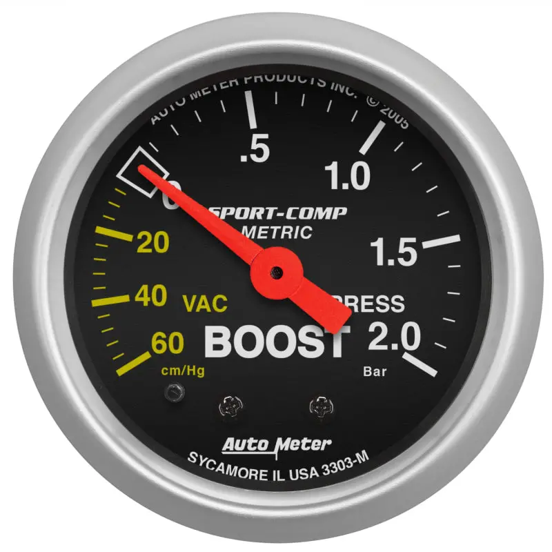 Autometer Sport-Comp 52Mm 60Cm/Hg -2.0 Bar Mechanical Boost Gauge 1
