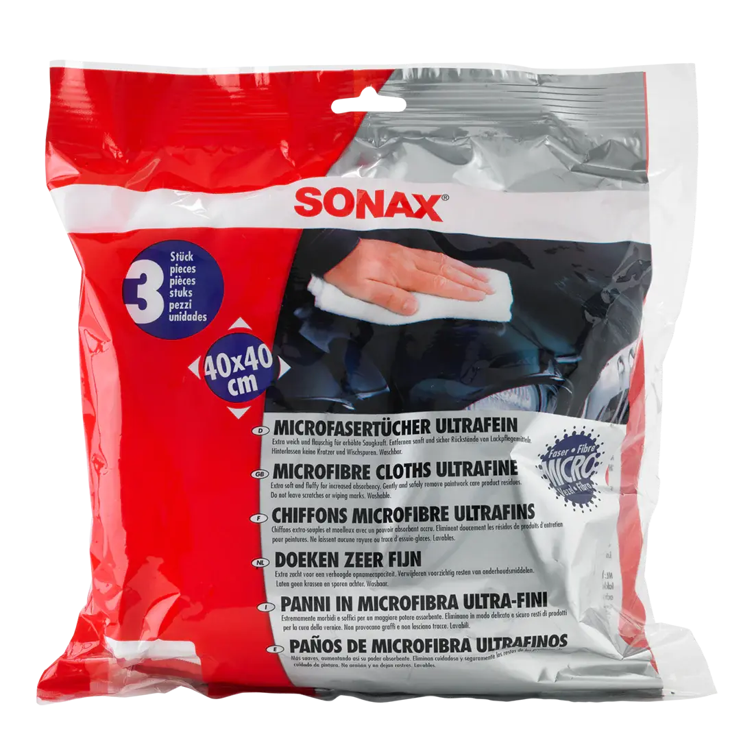 Sonax Microfibre Towel Ultrafine (3 Pack, Tri-Colour) 1