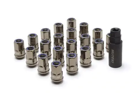 Wheel Mate Muteki Hr38 Open End Lug Nuts 12X1.25 Titanium Chrome / Blue Ring 1