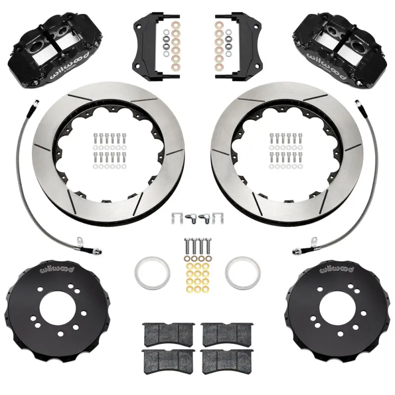 Wilwood 95-98 Nissan Skyline Superlite 6R Front Bbk W/ 12.88In Slotted Rotors & Flexlines - Black 1