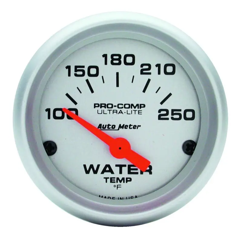 Autometer Ultra-Lite 52Mm 100-250 Deg F Short Sweep Electricwater Temp Gauge 1