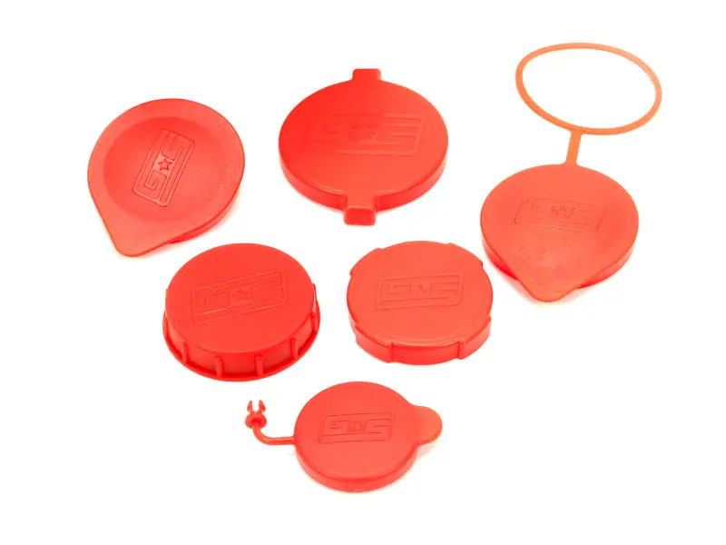 Grimmspeed Subaru Engine Bay Reservoir Cap Set - Red (Set Of 6) 1