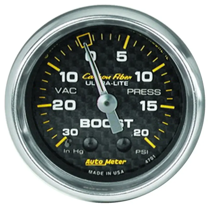 Autometer Carbon Fiber 52Mm 20 Psi Mechanical Boost Gauge 1