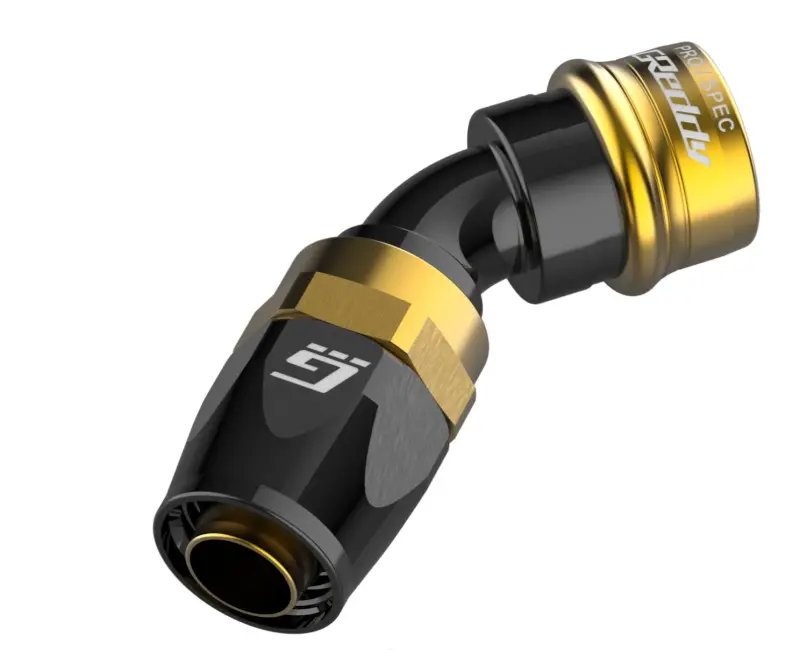 Greddy An06 Pro/Spec 45Deg. Swivel Hose-End - Black/Gold Anodized 1