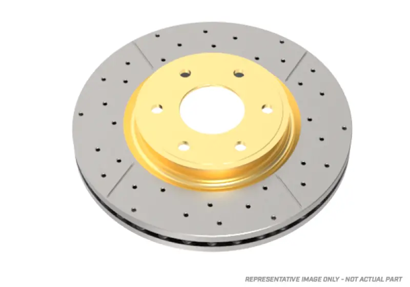 Dba 93-99 Land Rover Defender 110 Front Street Series Drilled & Slotted Rotor W/Gold Hat 1