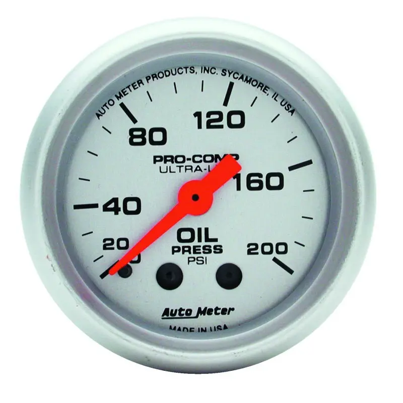 Autometer Ultra-Lite 52Mm 0-200 Psi Mechanical Oil Pressure Gauge 1