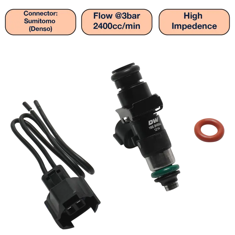 Deatschwerks Universal 2400Cc Single Fuel Injector / 48Mm Length / 14Mm O-Ring Seals 1