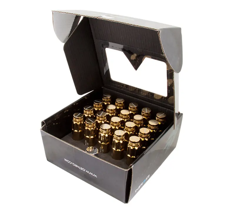Nrg 700 Series M12 X 1.25 Steel Lug Nut W/Dust Cap Cover Set 21 Pc W/Locks & Socket - Chrome Gold 1