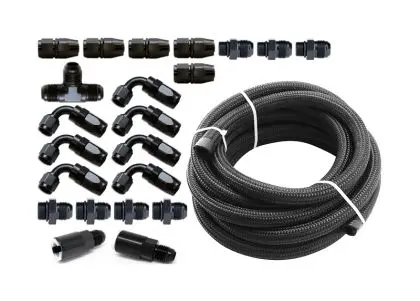 Torque Solution Braided Fuel Line & Fitting Kit For Top Feed Fuel Rails & -6 Aeromotive Fpr 1
