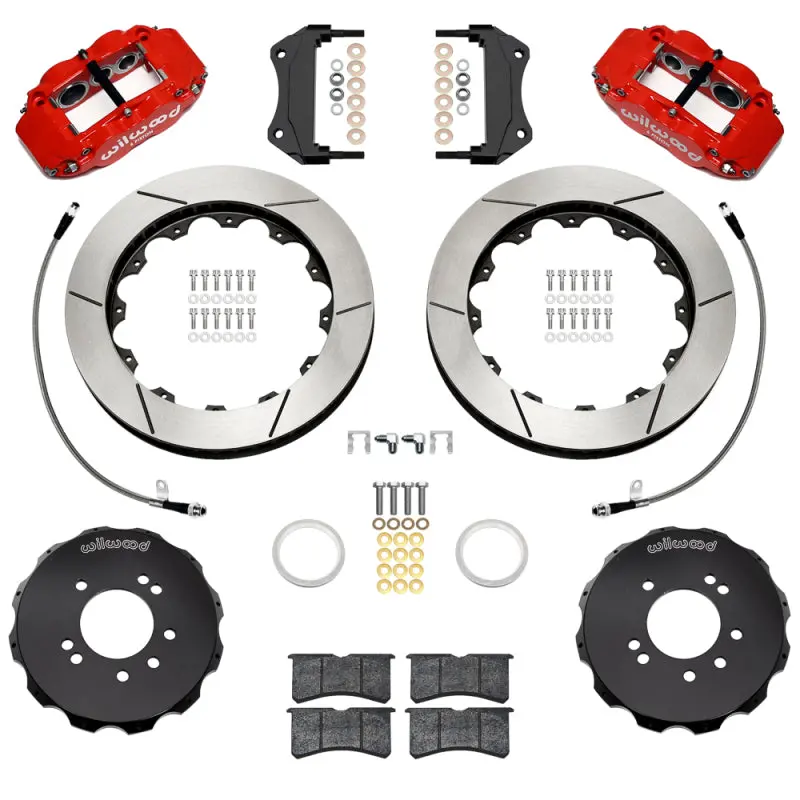 Wilwood 95-98 Nissan Skyline Superlite 6R Front Bbk W/ 12.88In Slotted Rotors & Flexlines - Red 1