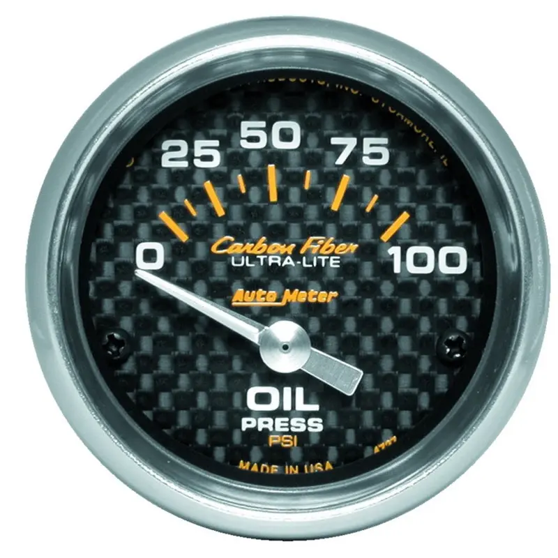 Autometer Carbon Fiber 52Mm 100 Psi Electronic Oil Pressure Gauge 1