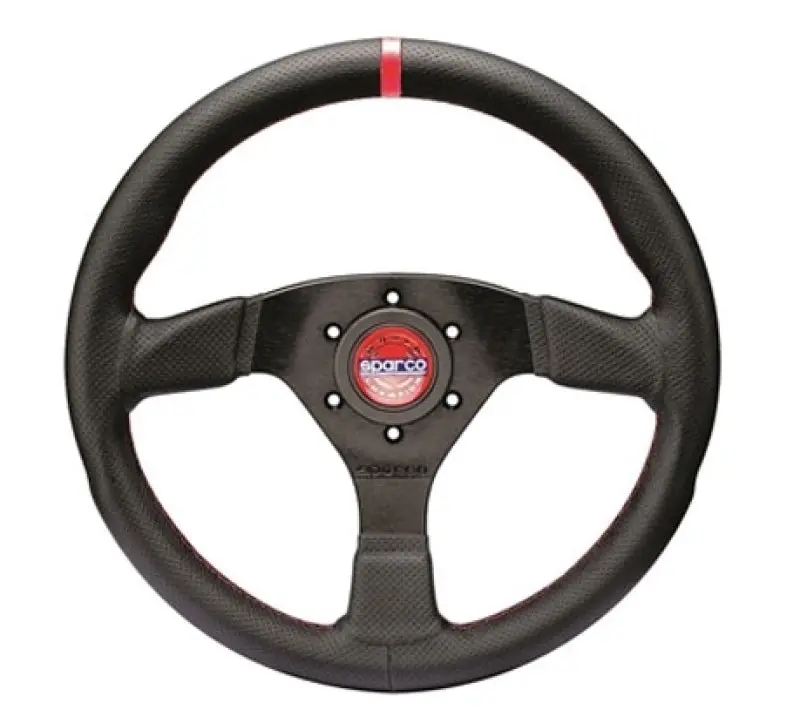 Sparco Steering Wheel R383 Champion Black Leather / Red Stiching 1