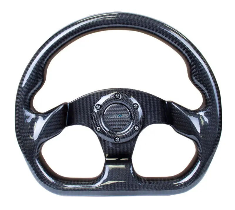 Nrg Carbon Fiber Steering Wheel 320Mm Flat Bottom Shiny Black Universal 1