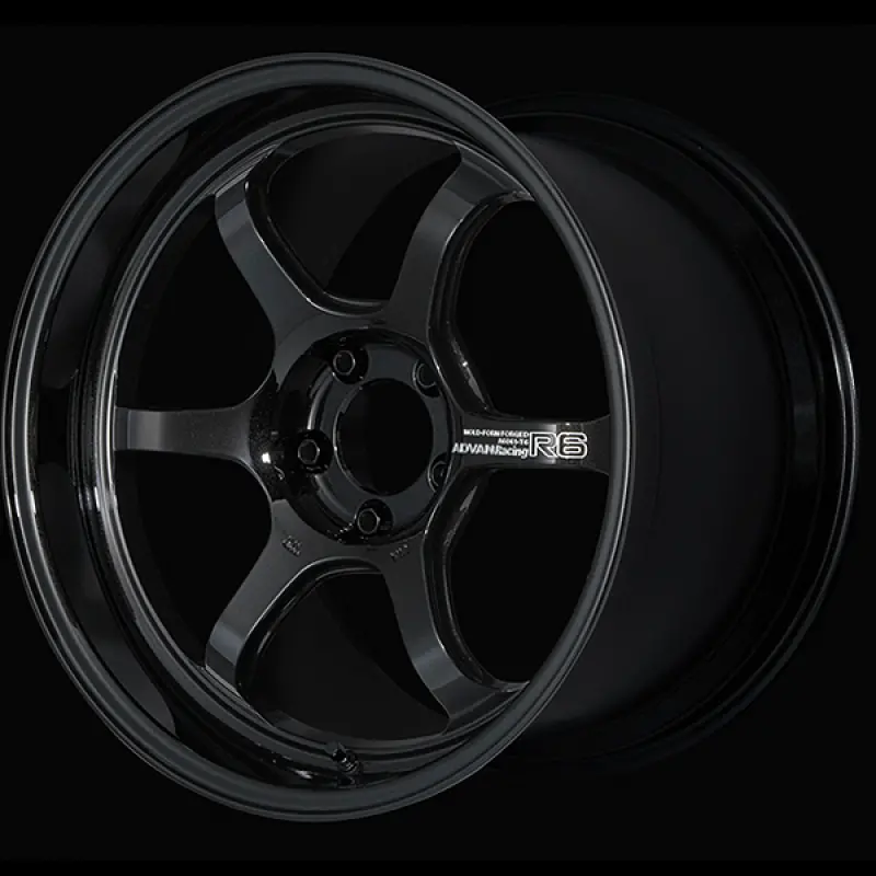 Advan R6 18X10.0 +24 5X114.3 Racing Titanium Black Wheel 1