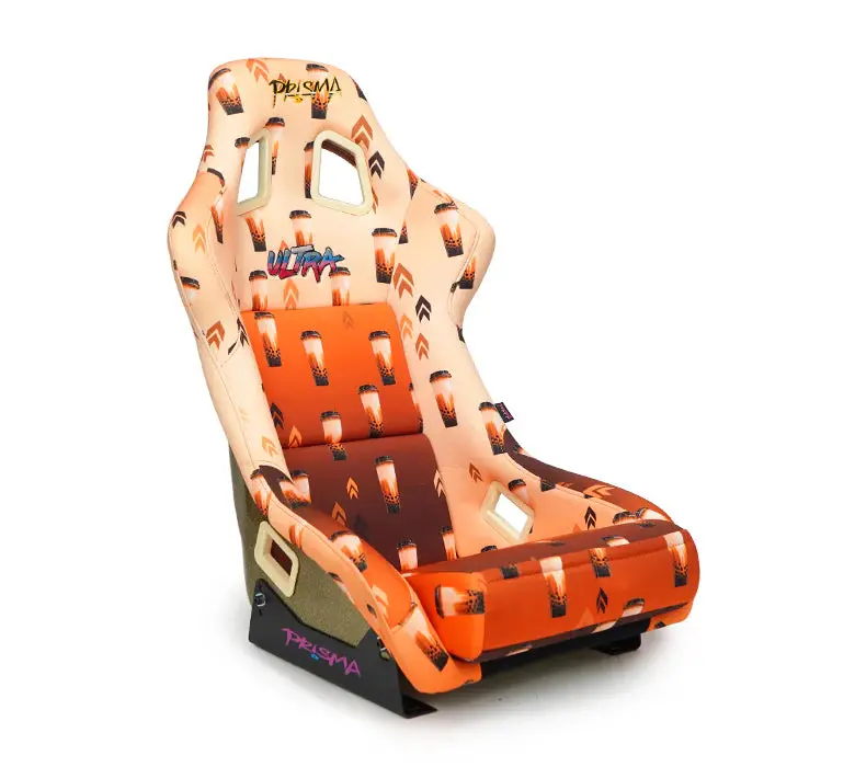 Nrg Frp Bucket Seat Prisma Boba Edition Vegan Material W/ Phone Pocket - Gold Pearl Back - Large 1