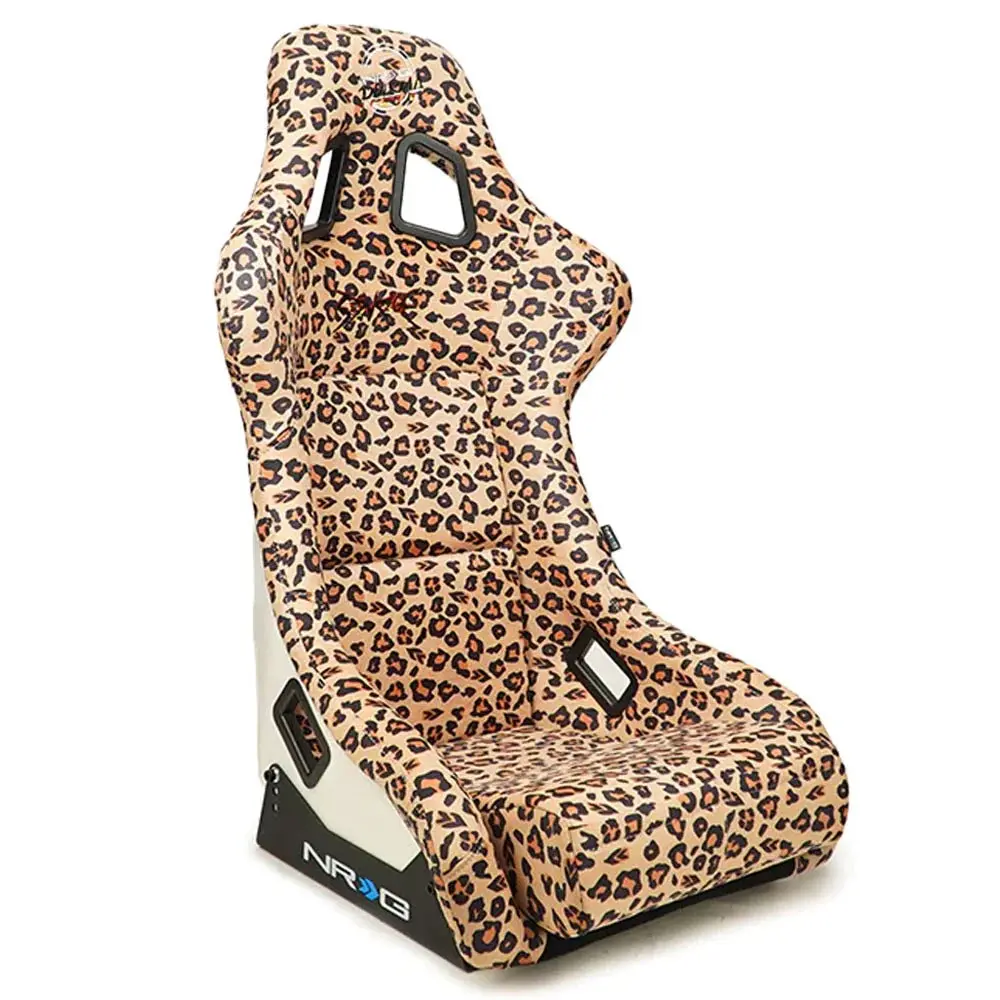 Nrg Frp Bucket Seat Prisma Savage Edition White Pearlized Back Cheetah Leopard Print - Medium 1