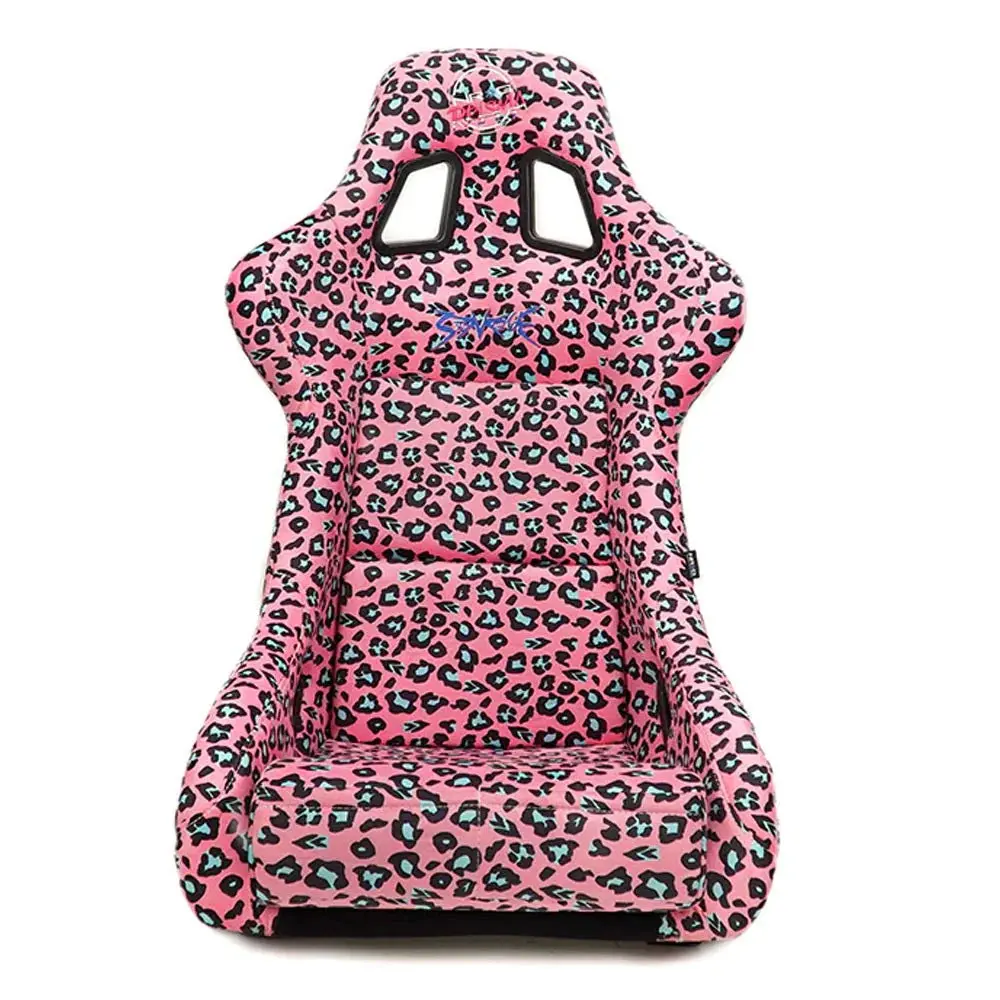 Nrg Frp Bucket Seat Prisma Savage Edition White Pearlized Back Pink Panther Leopard Print - Large 1