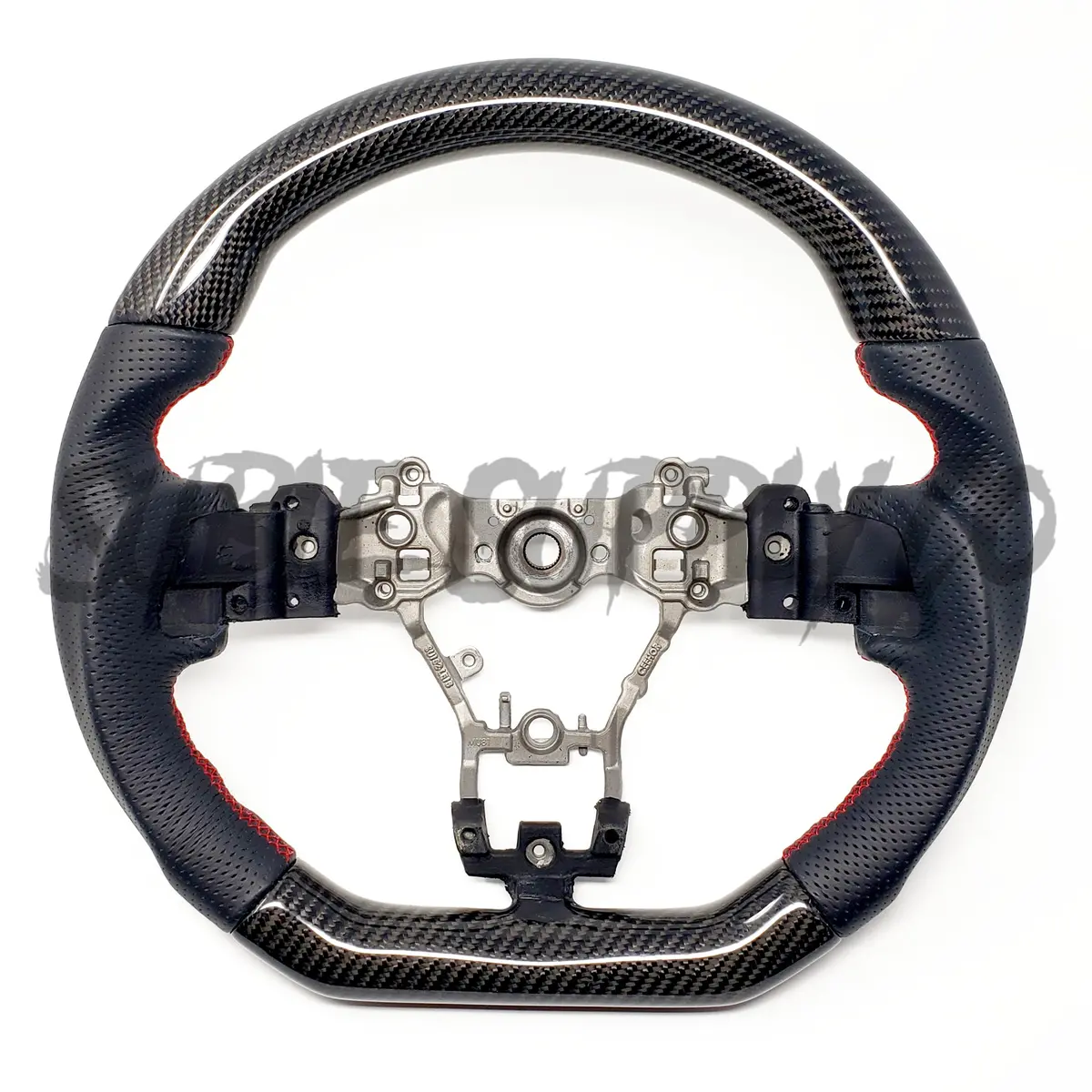 Ssc Black Leather/Carbon Fiber Steering Wheel With Red Stitching  - 2015-2021 Wrx/Sti 1