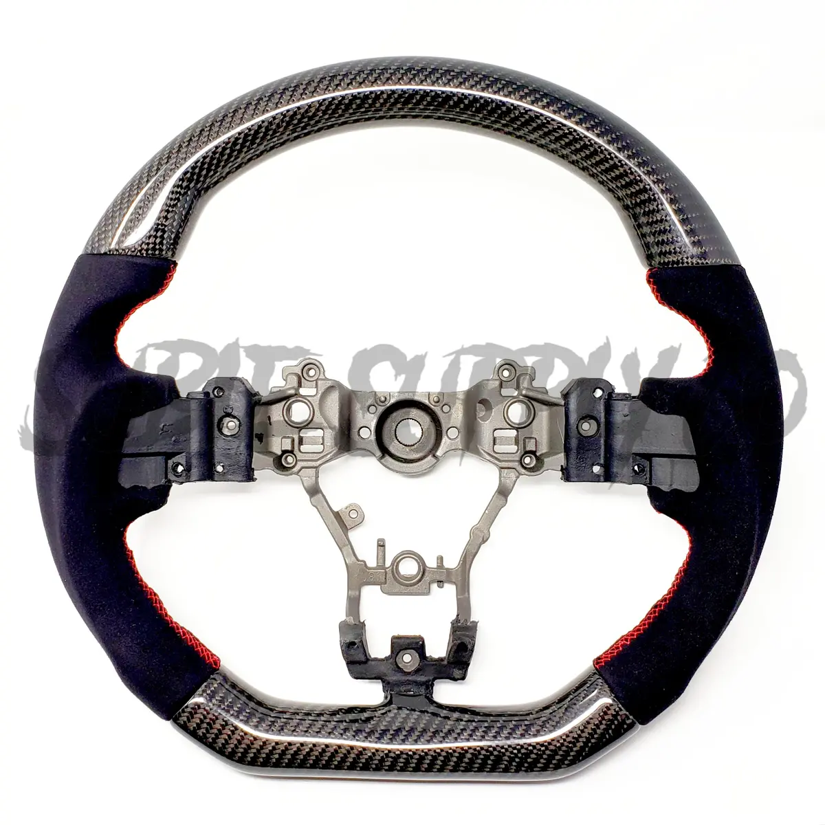 Ssc Black Alcantara/Carbon Fiber Steering Wheel With Red Stitching  - 2015-2021 Wrx/Sti 1
