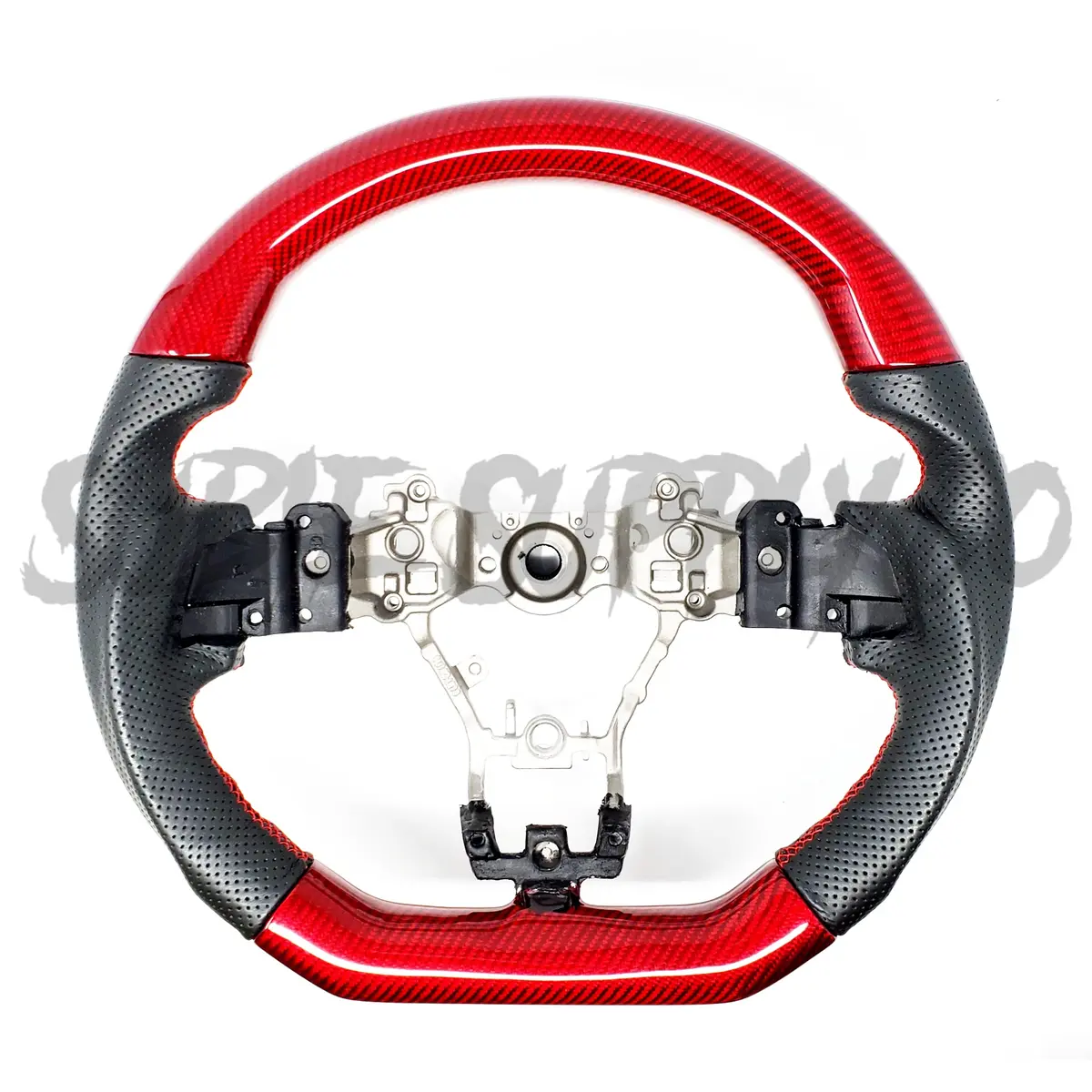Ssc Black Leather/Red Carbon Fiber Steering Wheel With Red Stitching  - 2015-2021 Wrx/Sti 1