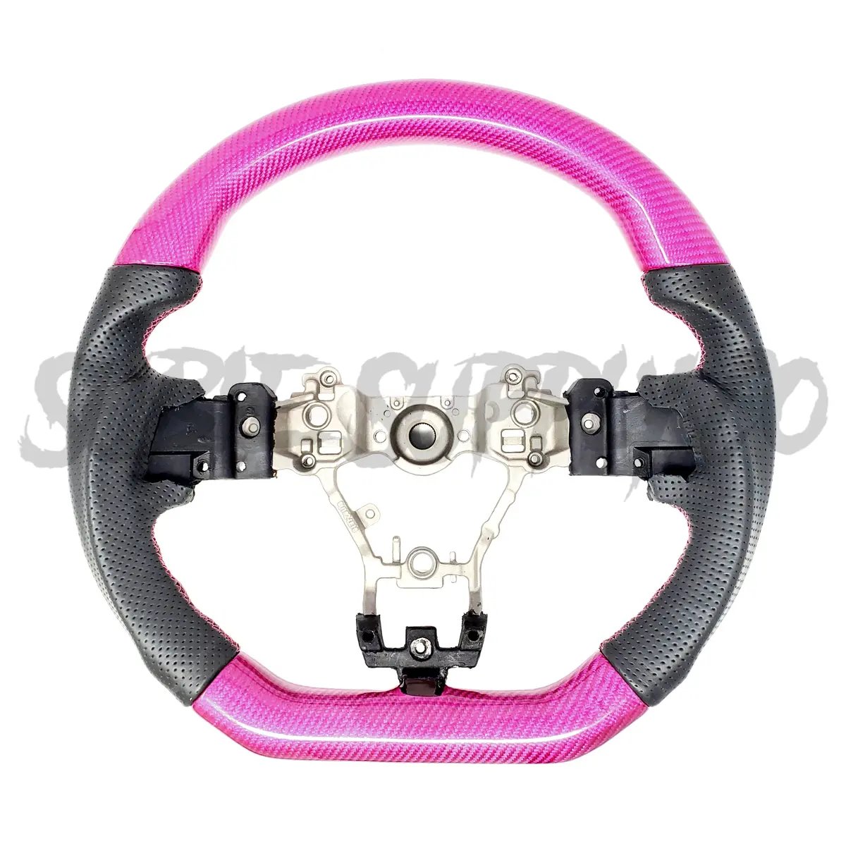 Ssc Black Leather/Pink Carbon Fiber Steering Wheel With Pink Stitching  - 2015-2021 Wrx/Sti 1