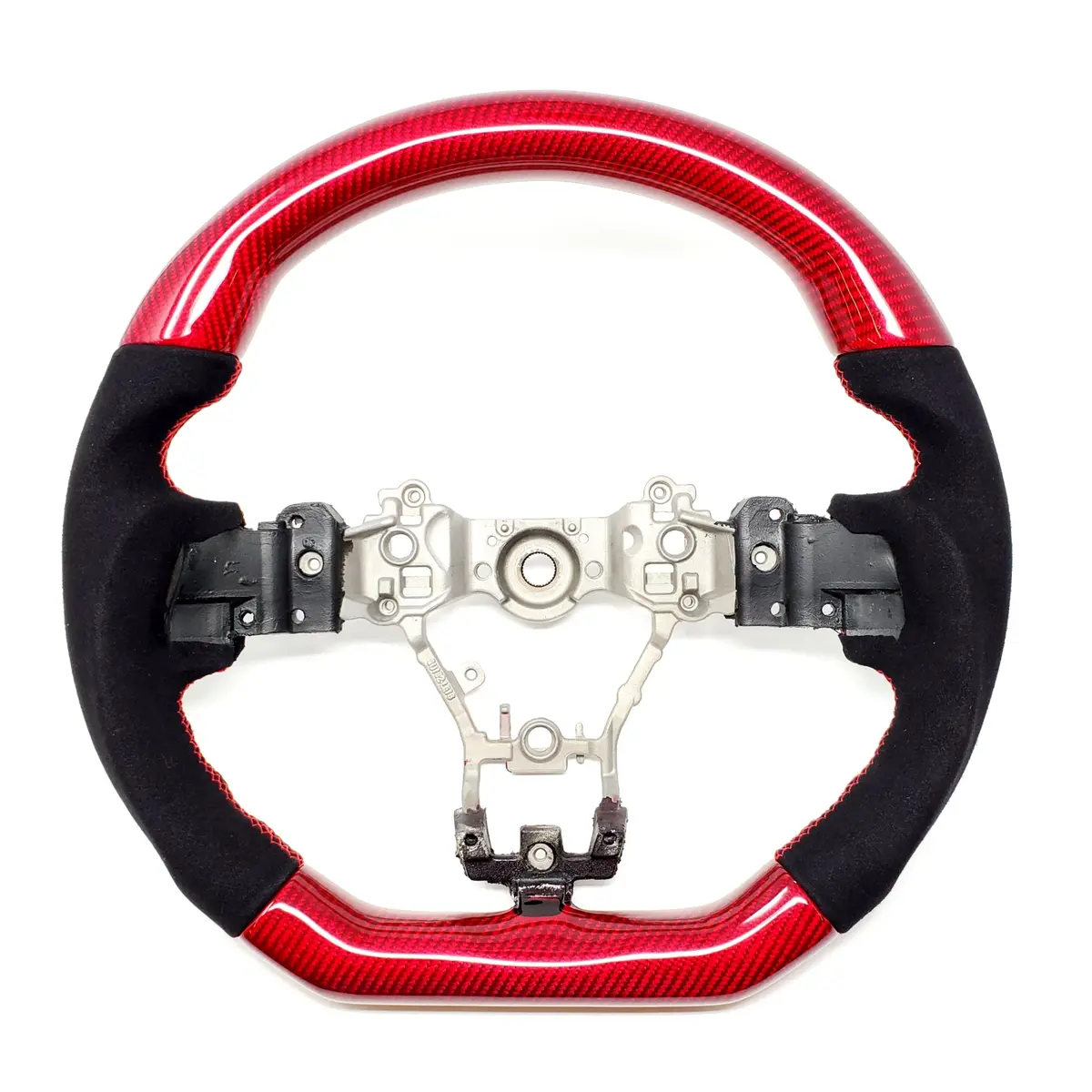Ssc Black Alcantara/Red Carbon Fiber Steering Wheel With Red Stitching  - 2015-2021 Wrx/Sti 1