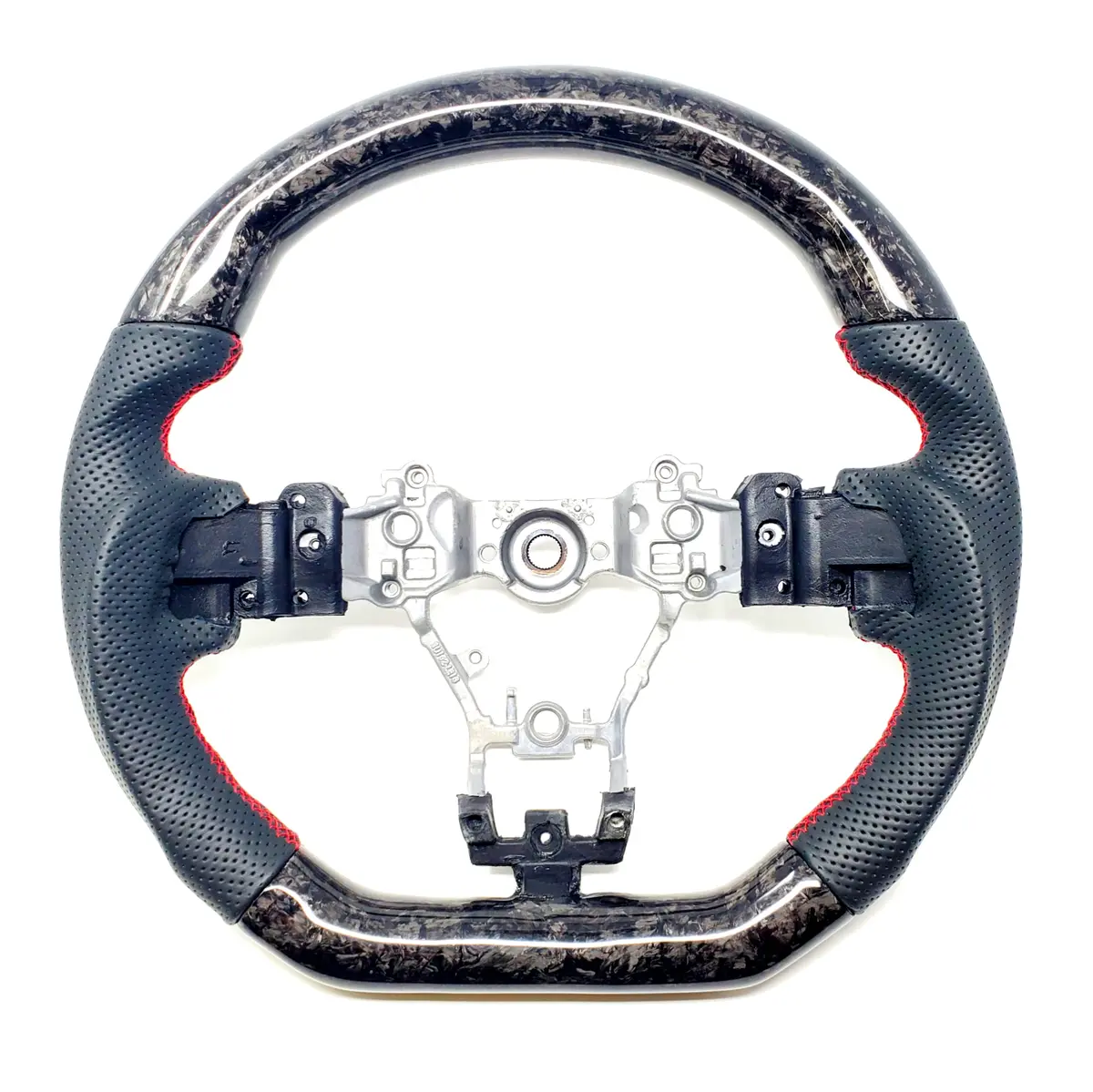 Ssc Black Leather/Forged Carbon Fiber Steering Wheel With Red Stitching  - 2015-2021 Wrx/Sti 1