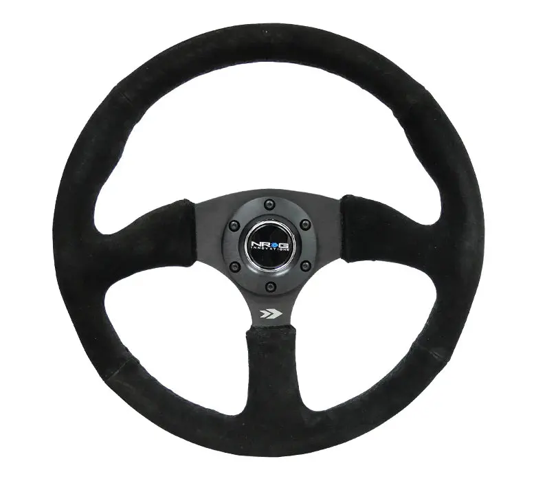 Nrg Reinforced Steering Wheel (350Mm / 2.5In. Deep)Blk Alcantara Comfort Grip W/4Mm Matte Blk Spokes 1
