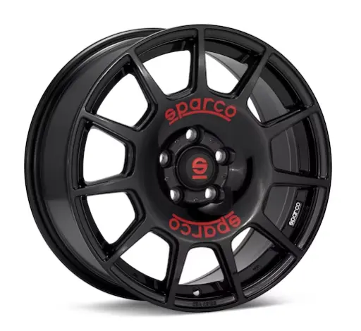 Oz Sparco Terra 18 X 8 +45 5 X 114.3 Cb73.1 Gloss Black With Red Lettering 1
