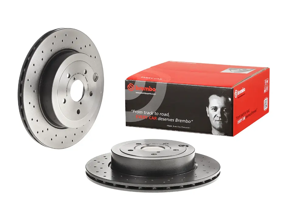 Brembo Rear Premium Uv Coated Oe Equivalent Single Rotor - 18-21 Sti, 2024+ Wrx Tr/Rs W/ Brembos 1