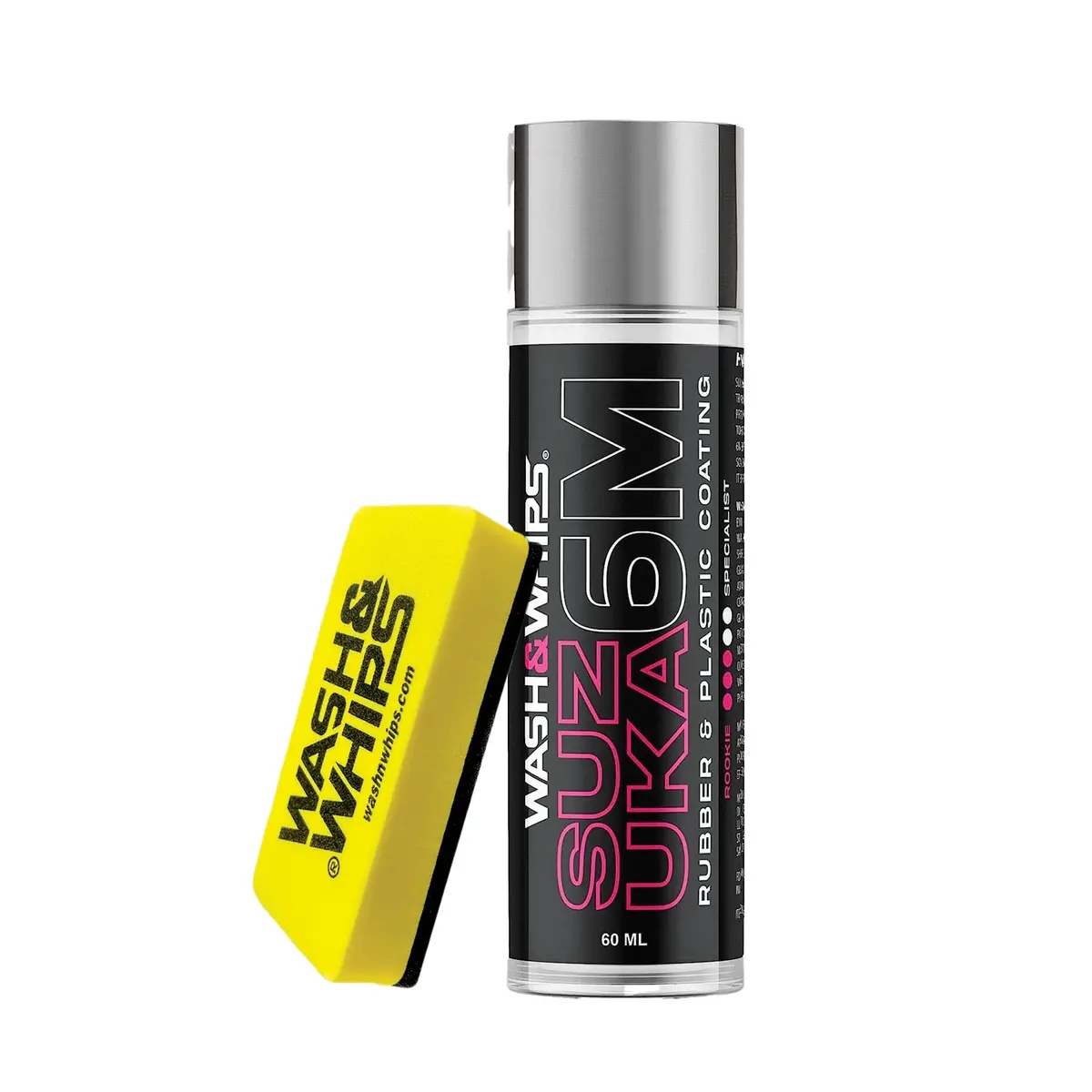 Wash&Whips Suzuka 6M Rubber & Plastic Coating For Cars, Restores And Brings Back Black - Concentrated Formula Non-Greasy, 60Ml 1