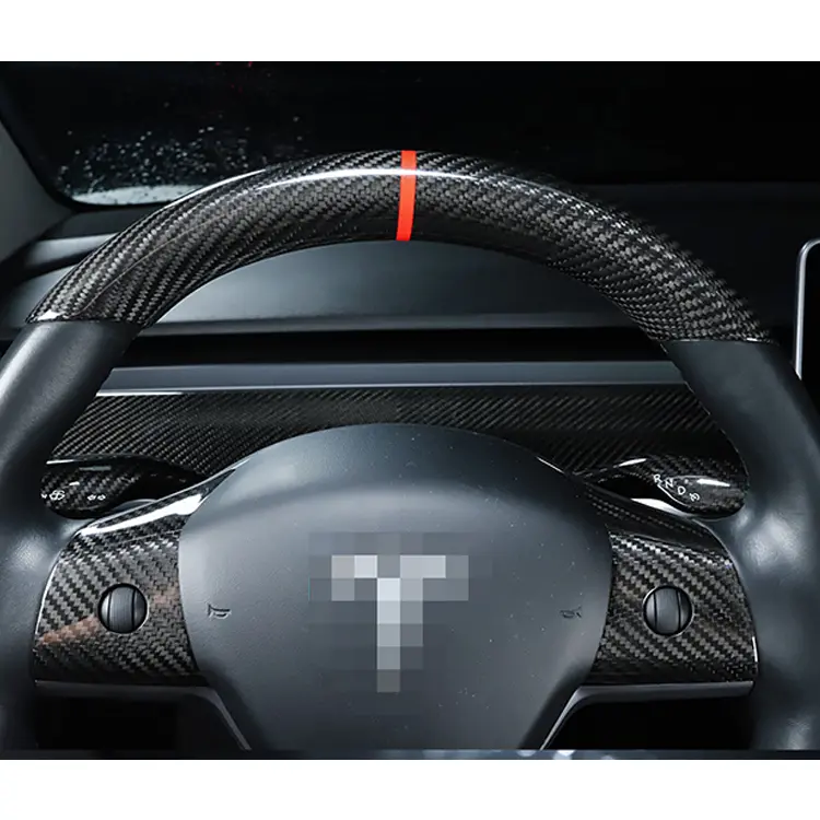 Tesla Model 3 & Y Carbon Fiber Steering Wheel Top Cap | Palenon Performance 1