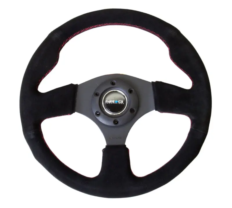 Nrg Reinforced Steering Wheel (320Mm) Suede W/Red Stitch 1