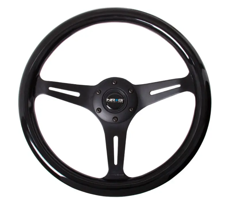 Nrg Classic Wood Grain Steering Wheel (350Mm) Black Paint Grip W/Black 3-Spoke Center 1
