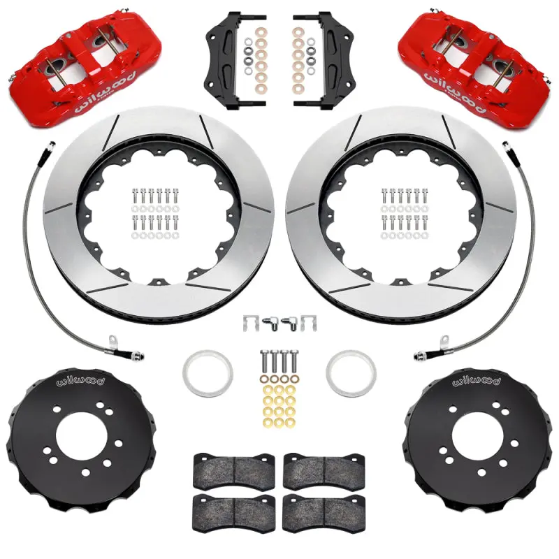 Wilwood 95-98 Nissan Skyline Aerolite 6R Front Bbk W/ 14.00In Slotted Rotors & Flexlines - Red 1